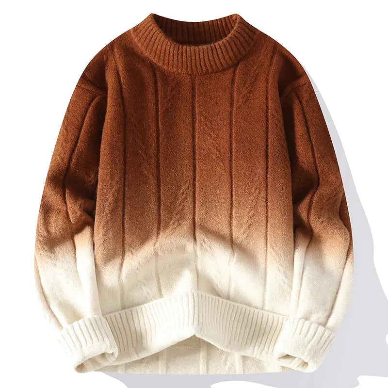 Pull en laine mélange marron et blanc hommes - LuxeStyle