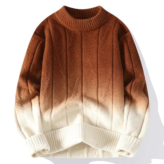 Pull en laine mélange marron et blanc hommes - LuxeStyle