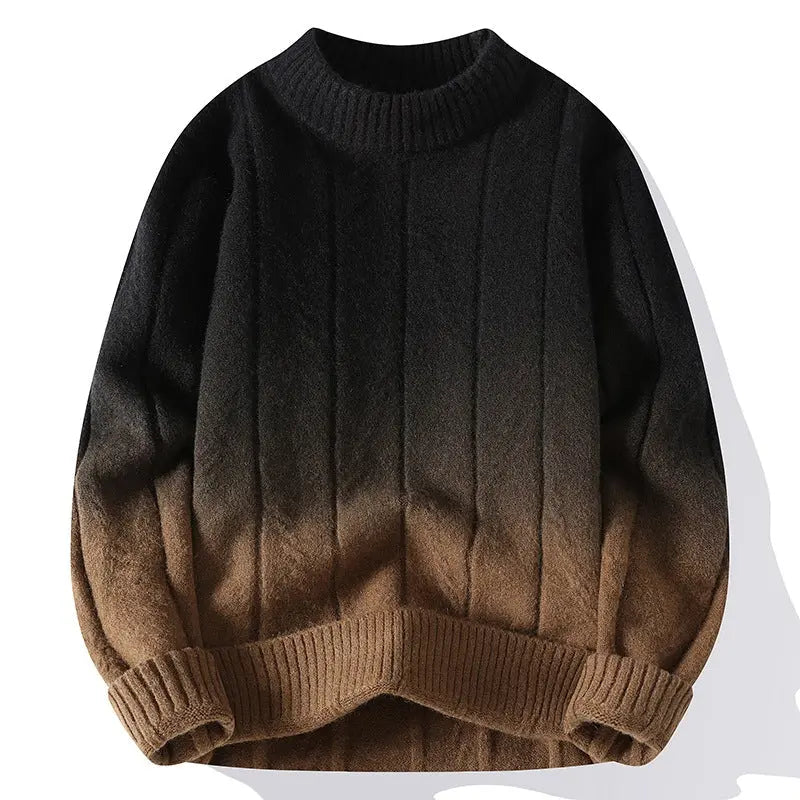 Pull en laine mélange marron et blanc hommes
