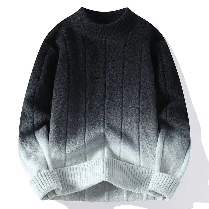 Pull en laine mélange marron et blanc hommes