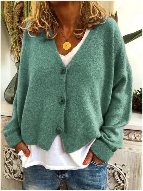 Cardigan Féminin Chic - Gilet Coton Doux à Manches Longues & Boutons - LuxeStyle