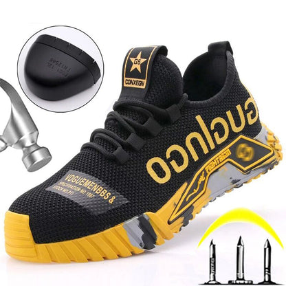 Baskets Homme Noir et Jaune Lacets Sportifs