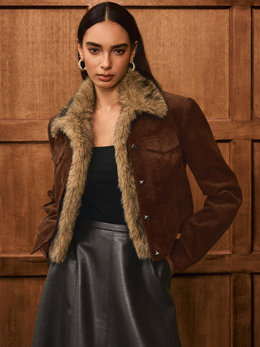 Veste Élégante en Simili Fourrure pour Femme Mi-Saison - LuxeStyle