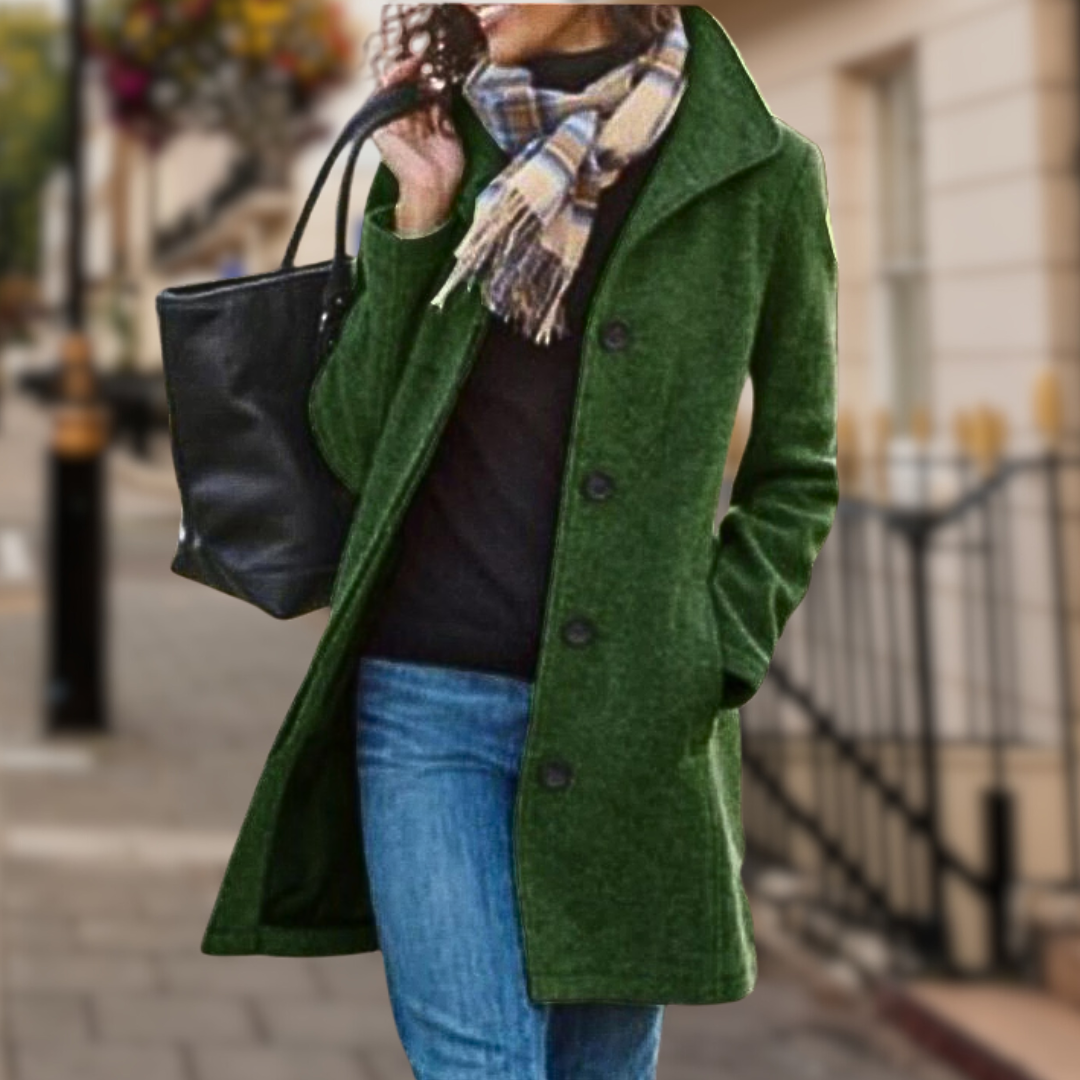 Manteau Élégant Col Montant Boutons pour Femme