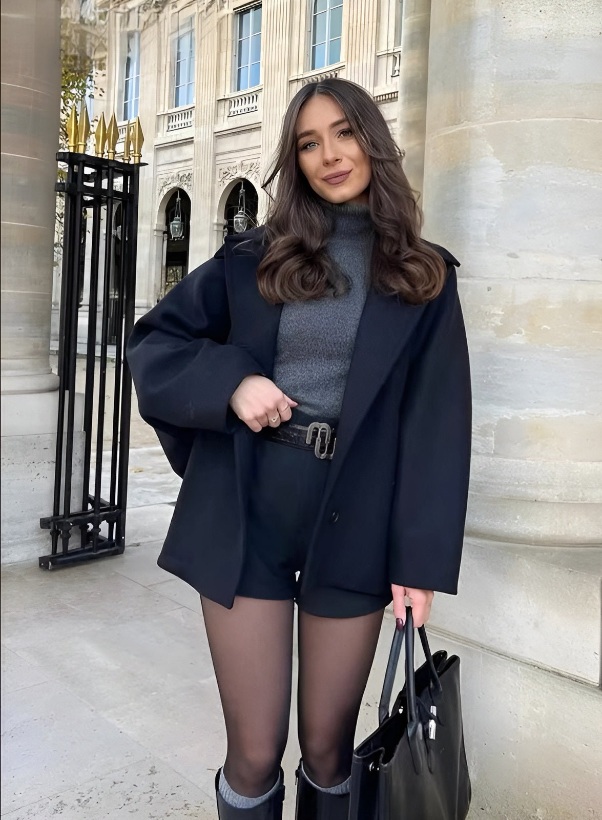 Manteau Femme Laine Douce - Taille Décontractée avec Grandes Poches