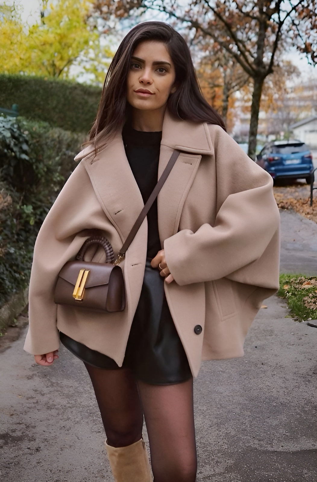 Manteau Femme Laine Douce - Taille Décontractée avec Grandes Poches - LuxeStyle