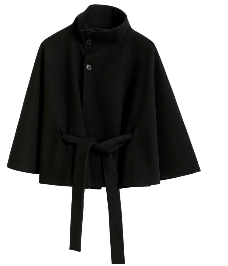Manteau Femme Laine Douce - Col Montant Chic avec Ceinture Ajastable & Coupe Détendue