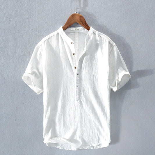 Chemise Homme Lin Frais Manches Courtes - LuxeStyle