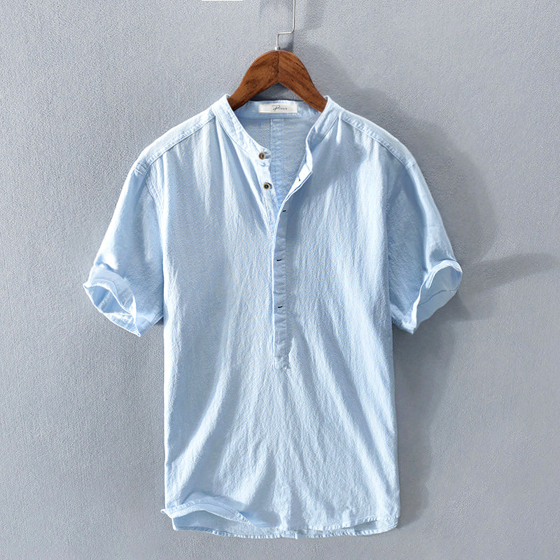 Chemise Homme Lin Frais Manches Courtes