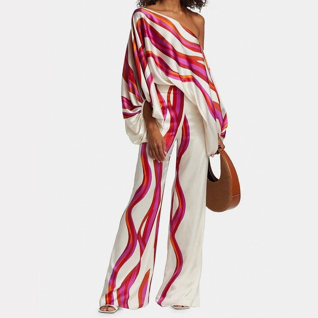 Robe Femme Colorée à Rayures Originales et Pantalon - LuxeStyle