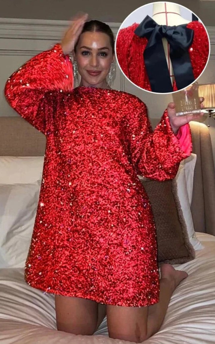 Robe de Soirée Élégante Femme - Robe de Cocktail Pailletée Taille Cintrée