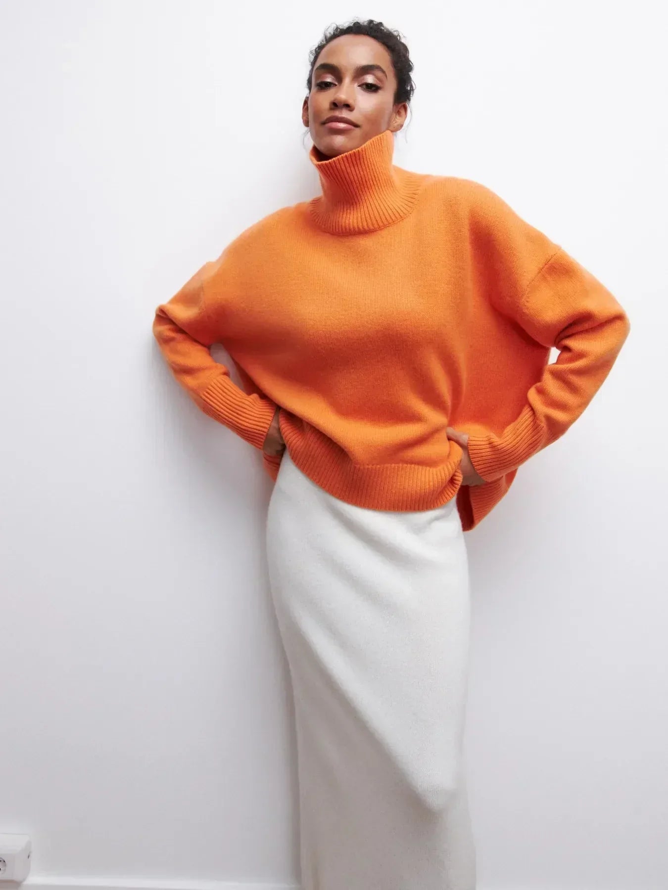 Pull Femme Laine Douce Col Rond Châtain