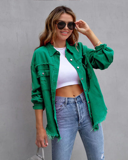 Veste jean femme tendance noir casual