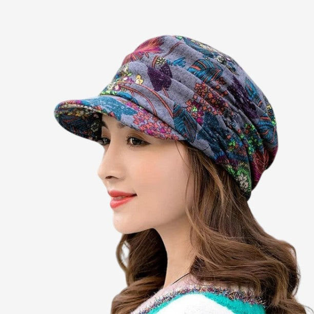 Casquette Florale avec Rabats Réglables