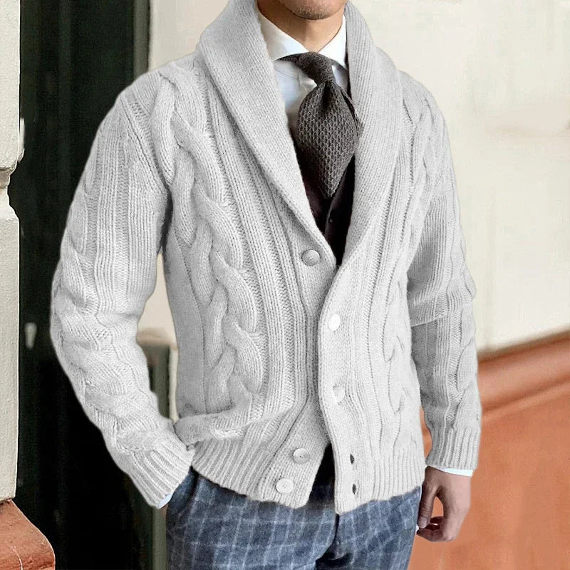 Gilet Maille Tressée Noir Élégant pour Homme