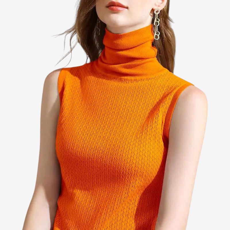 Débardeur femme tricoté col rond et slim fit
