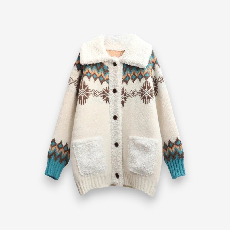 Cardigan Coloré à Manches Longues Col Montant - LuxeStyle