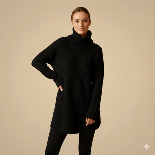Pull Femme Col Roulé Élégant – Tunique Tricot Hiver Chic - LuxeStyle