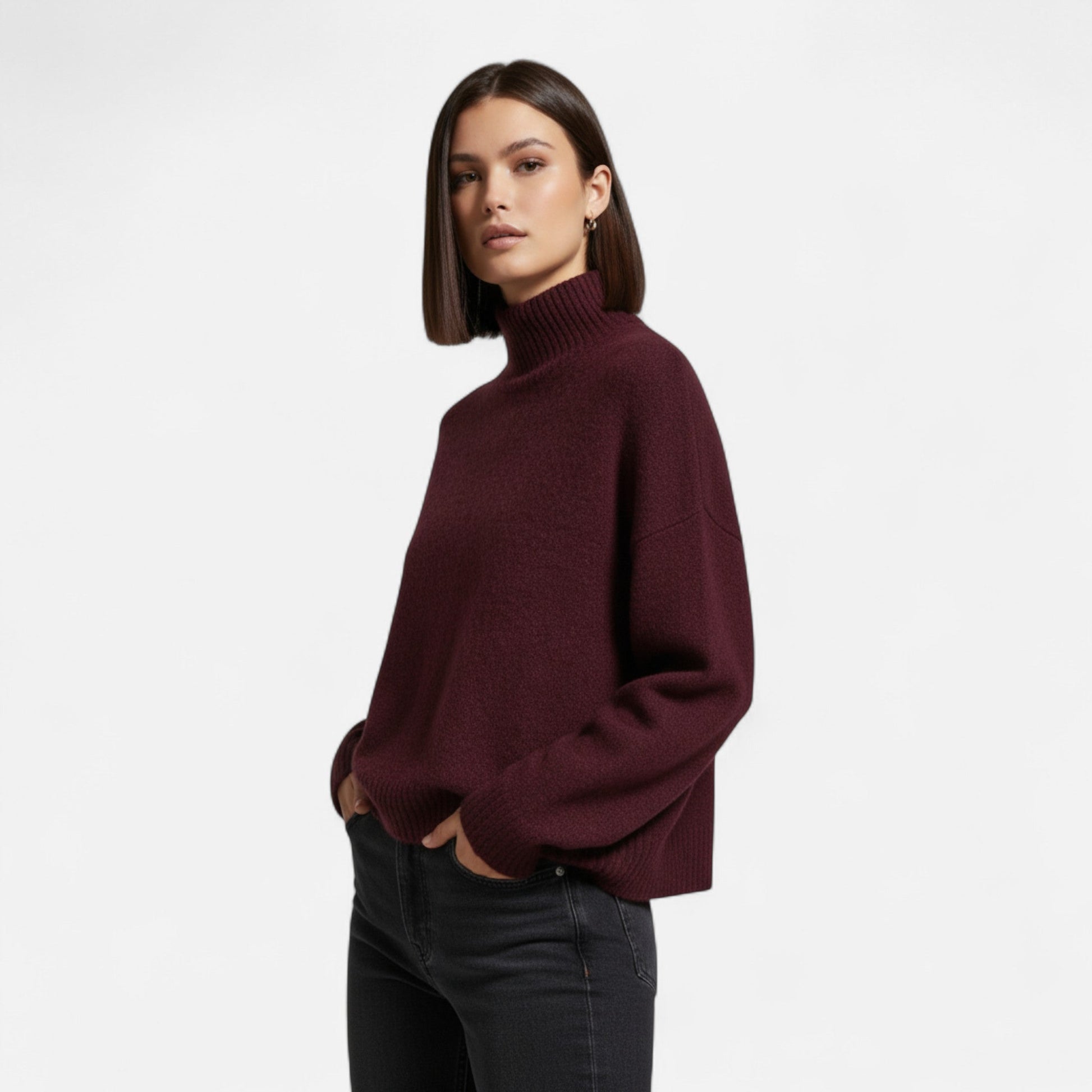 Pull Femme Hiver Douillet Bourgogne - LuxeStyle