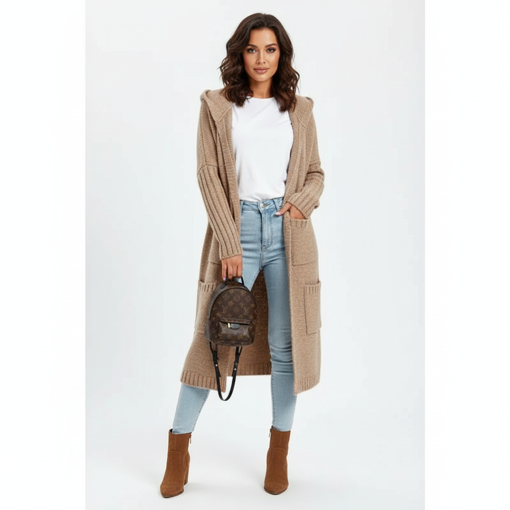 Gilet Femme Très Chic – Cardigan Longue Taille Confortable en Laine Douce - LuxeStyle