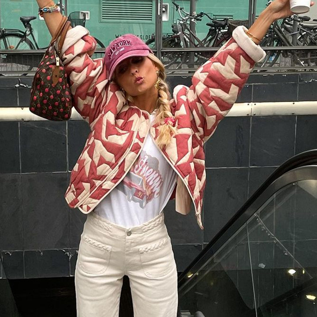 Veste tendance imprimé géométrique confortable - LuxeStyle