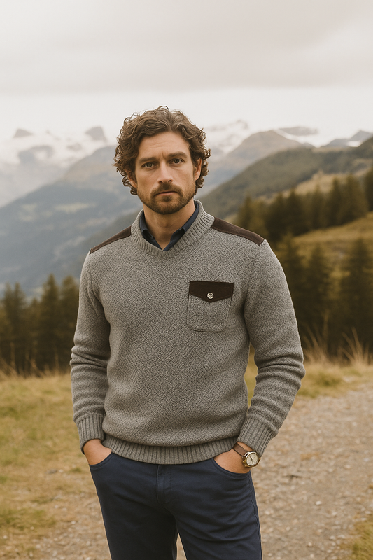 Pull Homme Col Rond Décontracté avec Ourlets Texturés - LuxeStyle