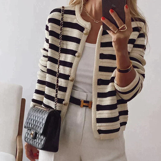 Veste Rayée Femme Manches Longues pour Pluie - LuxeStyle