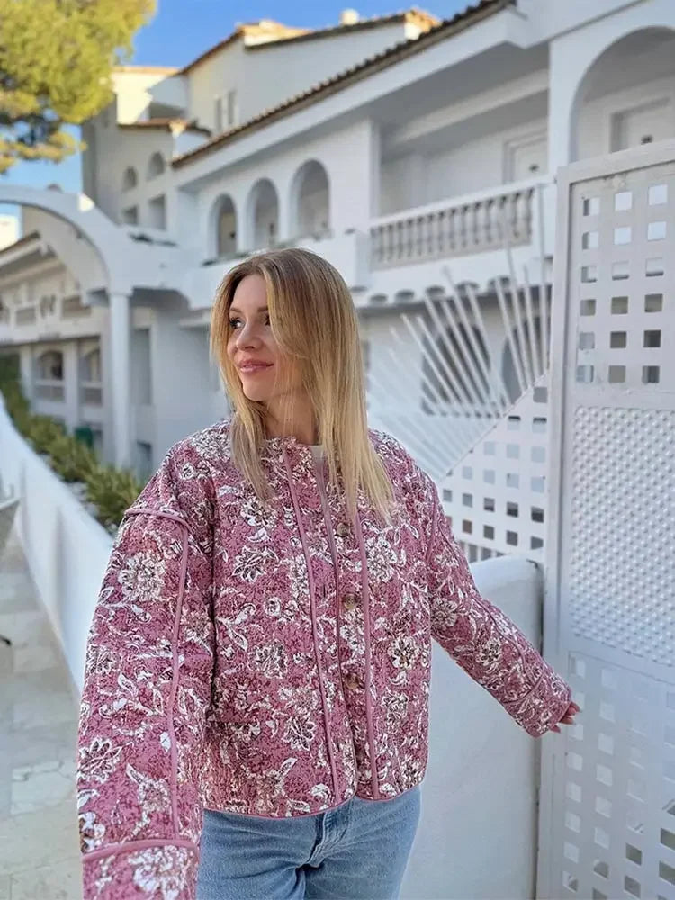 Veste Femme Élégante Fleurs Printemps Polyvalente