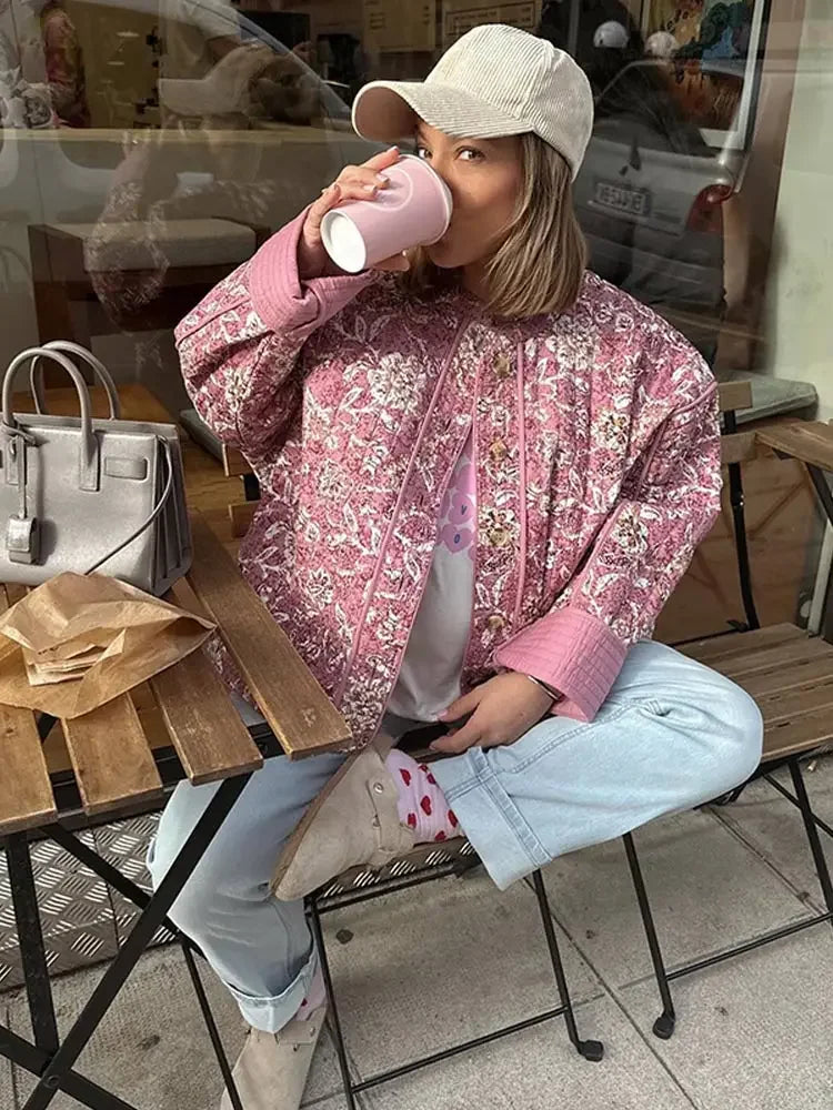 Veste Femme Élégante Fleurs Printemps Polyvalente - LuxeStyle