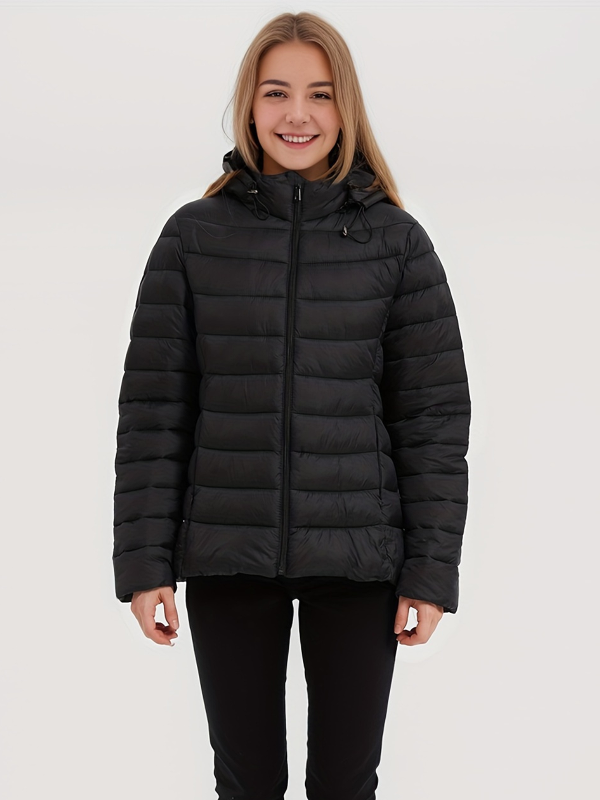 Veste Hiver Douillette à Capuche Fermeture Éclair - BlxckFR