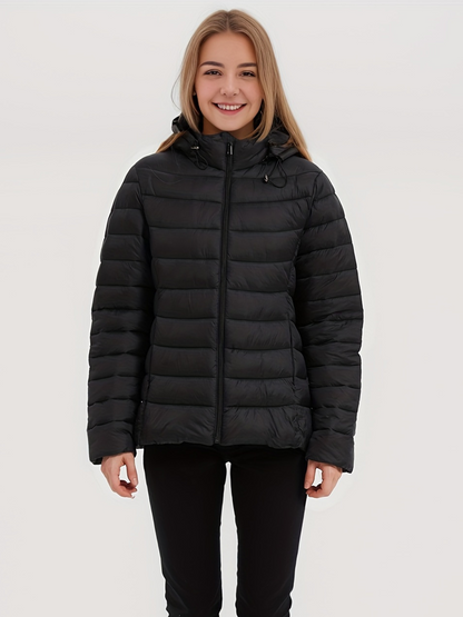 Veste Hiver Douillette à Capuche Fermeture Éclair - BlxckFR