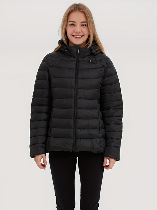 Veste Hiver Douillette à Capuche Fermeture Éclair - BlxckFR