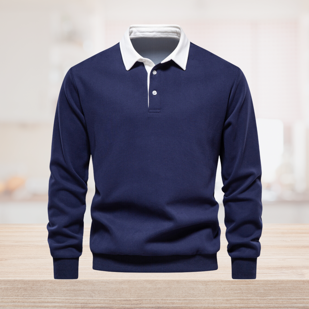 Pull Coton Marine Clair à Col Rond pour Homme - LuxeStyle
