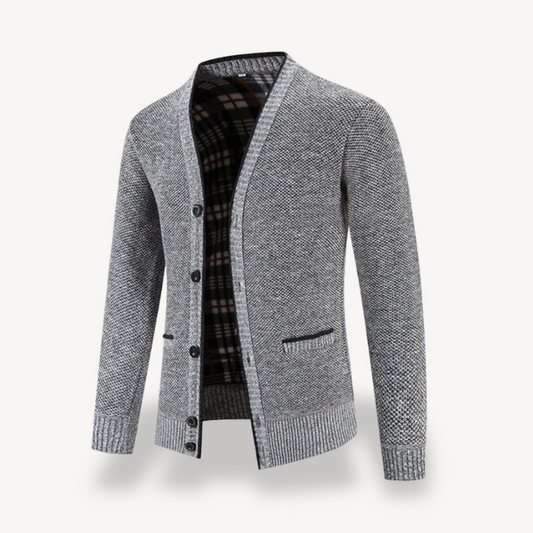 Gilet cardigan à boutons doublé polaire pour homme