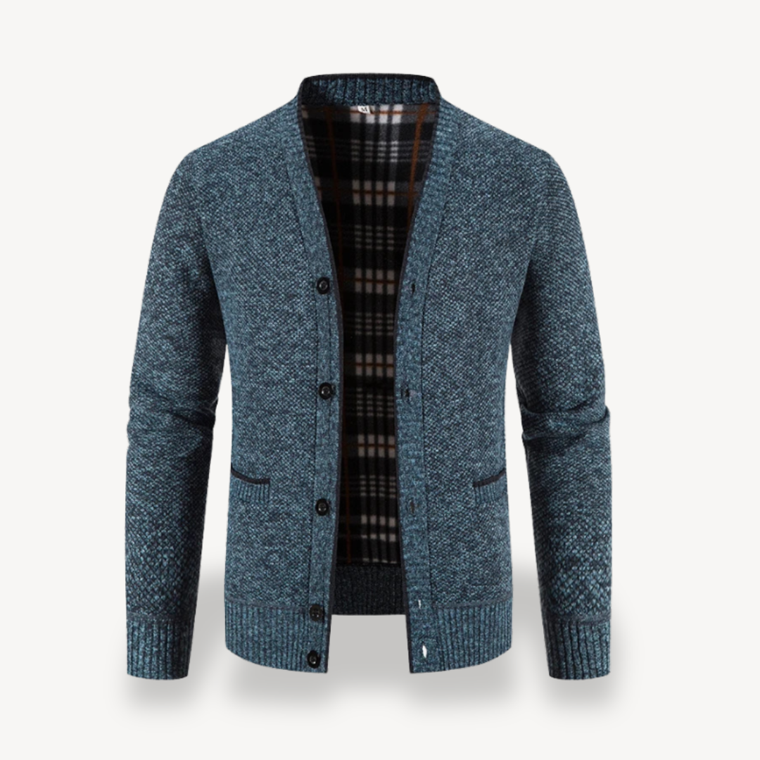 Gilet cardigan à boutons doublé polaire pour homme