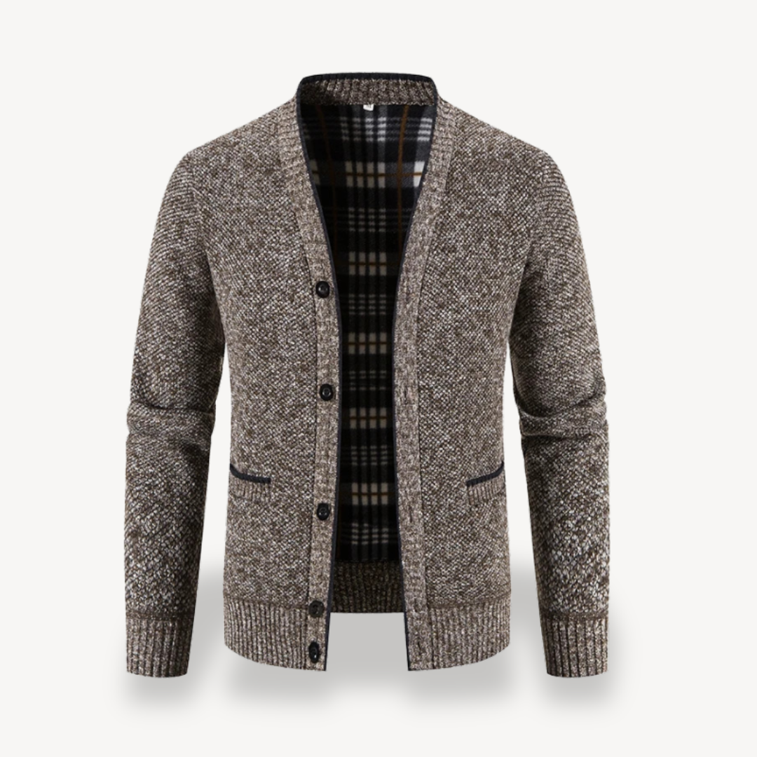 Gilet cardigan à boutons doublé polaire pour homme