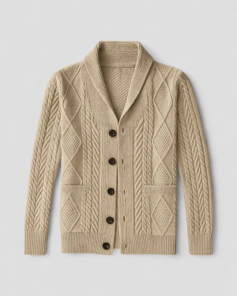 Gilet cardigan en cachemire à torsades pour homme