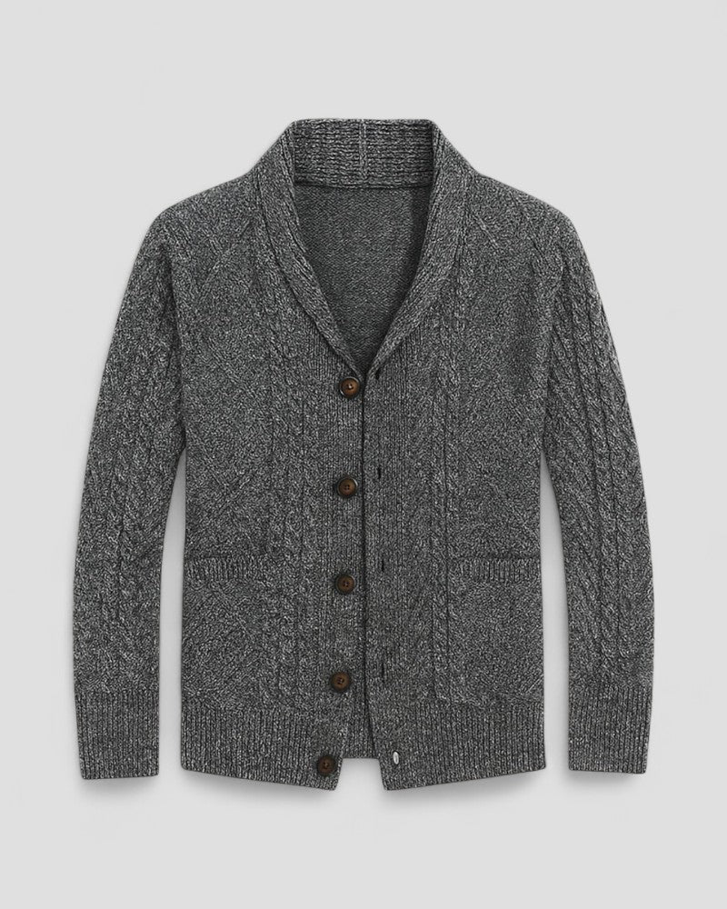Gilet cardigan en cachemire à torsades pour homme