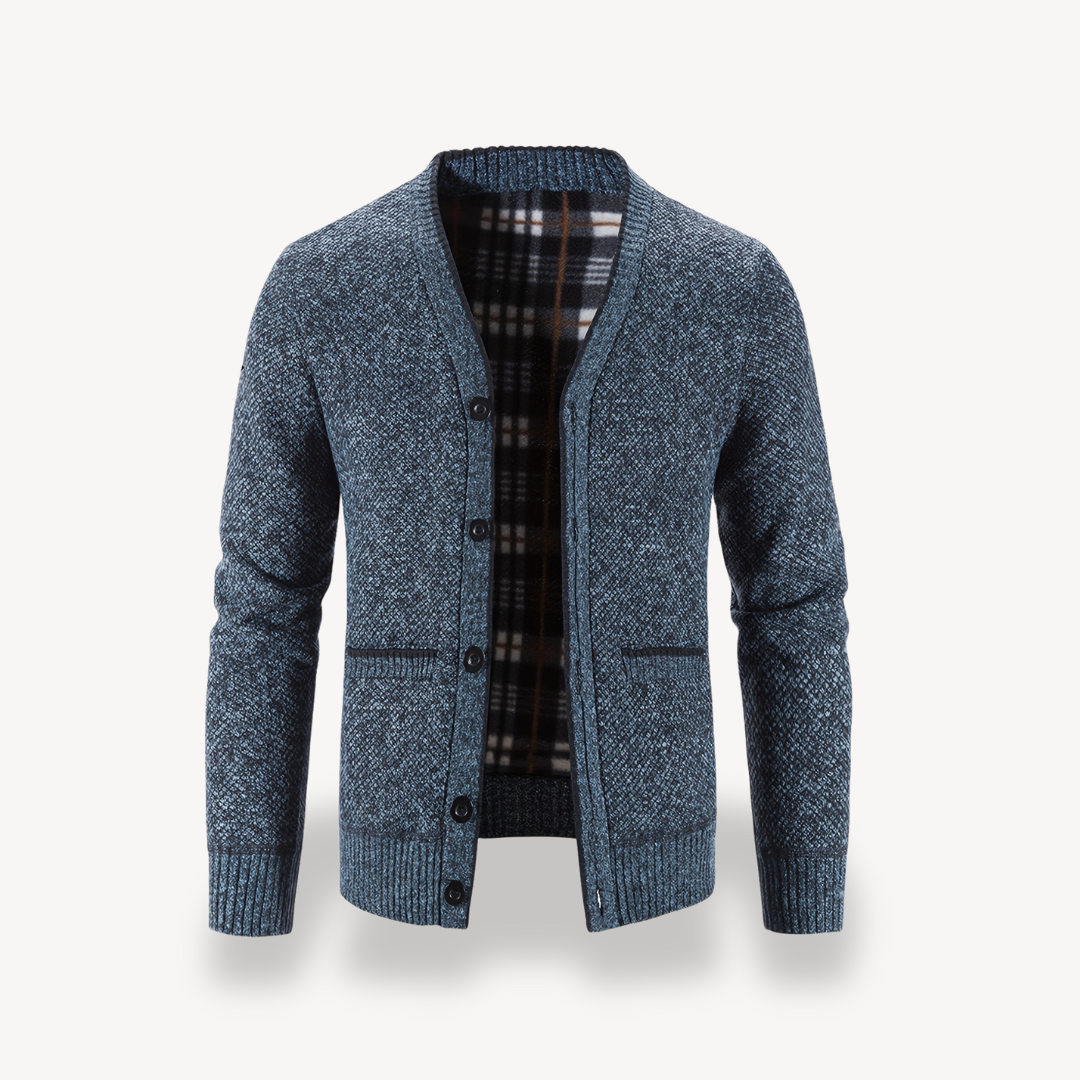 Gilet cardigan pour homme avec doublure à carreaux