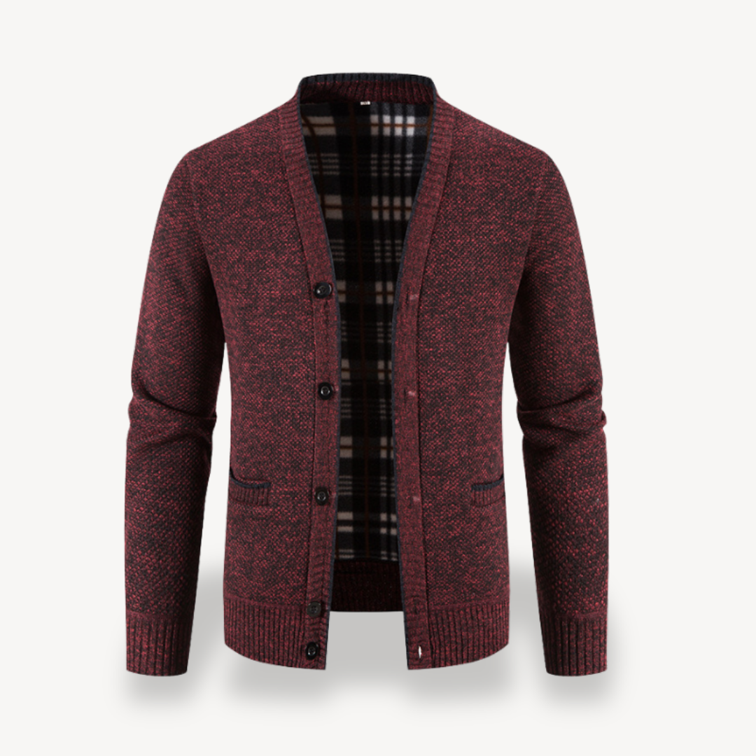 Gilet cardigan pour homme avec doublure à carreaux