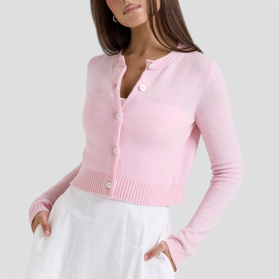 Gilet court en maille douce pour femme, style printemps