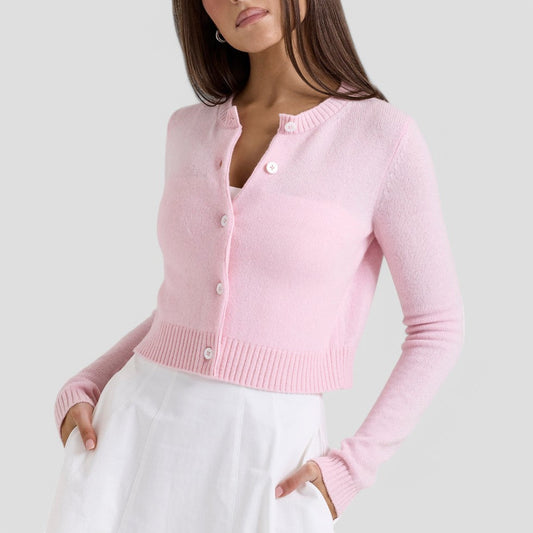 Gilet court en maille douce pour femme, style printemps