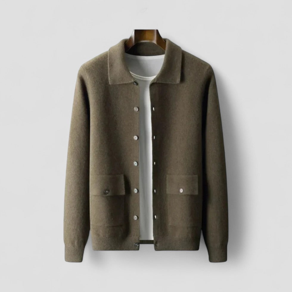 Gilet d'hiver en maille à manches longues pour homme, boutonné, à boutons