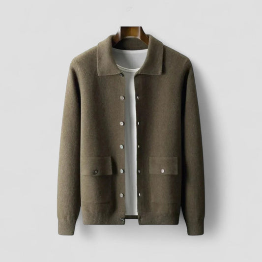 Gilet d'hiver en maille à manches longues pour homme, boutonné, à boutons