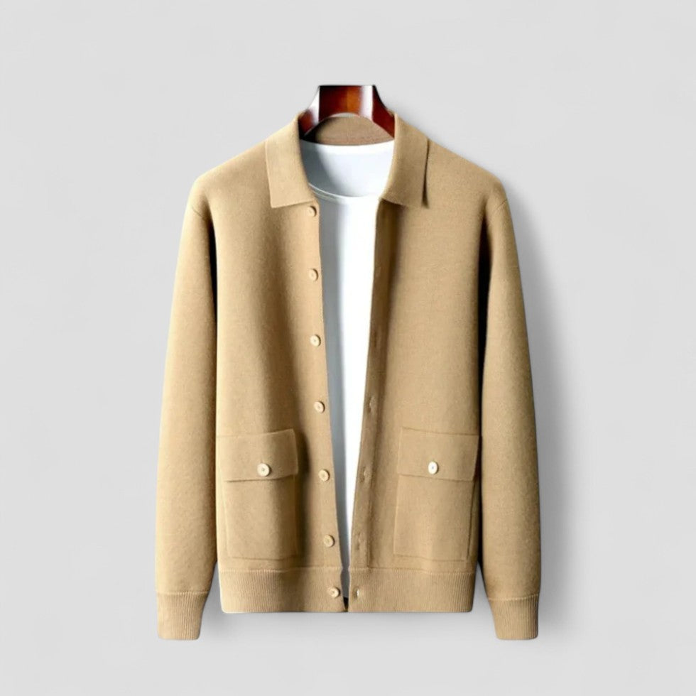 Gilet d'hiver en maille à manches longues pour homme, boutonné, à boutons