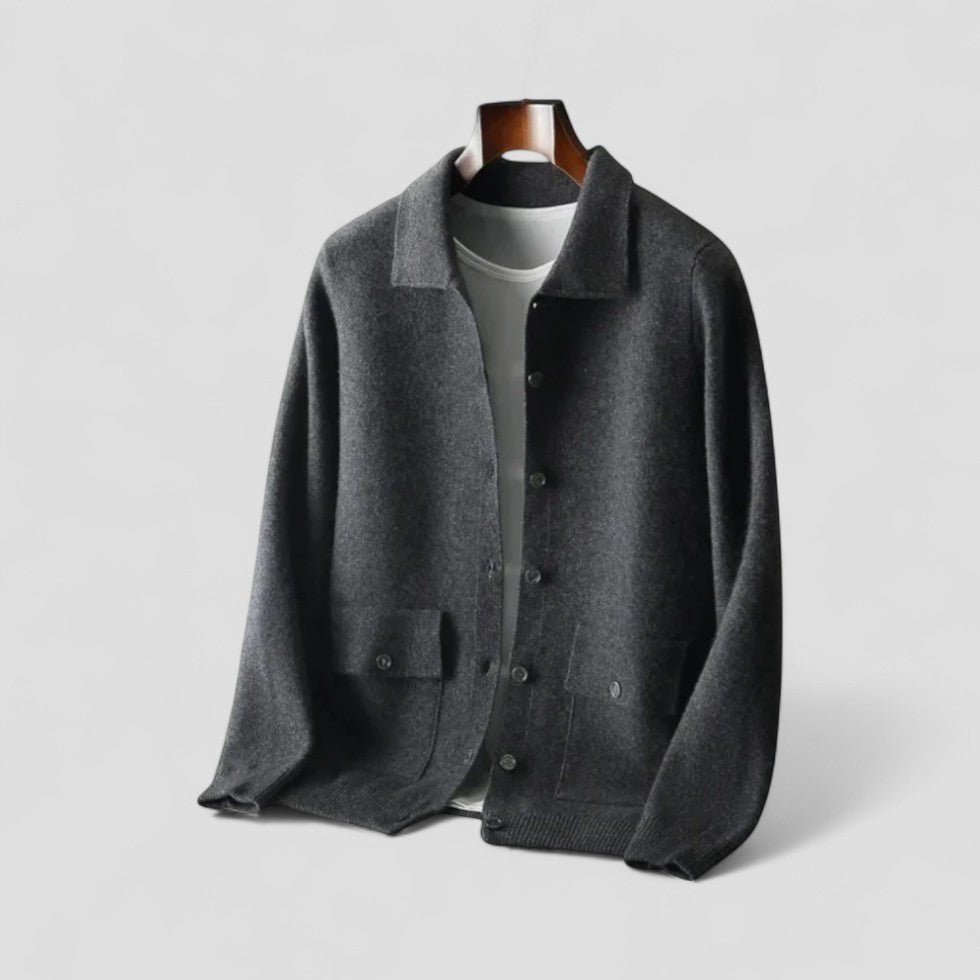Gilet d'hiver en maille à manches longues pour homme, boutonné, à boutons