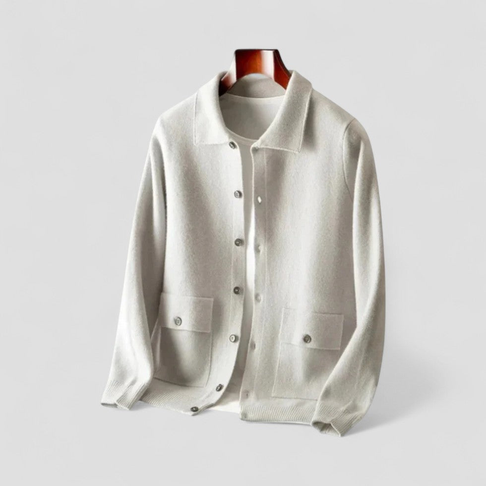 Gilet d'hiver en maille à manches longues pour homme, boutonné, à boutons