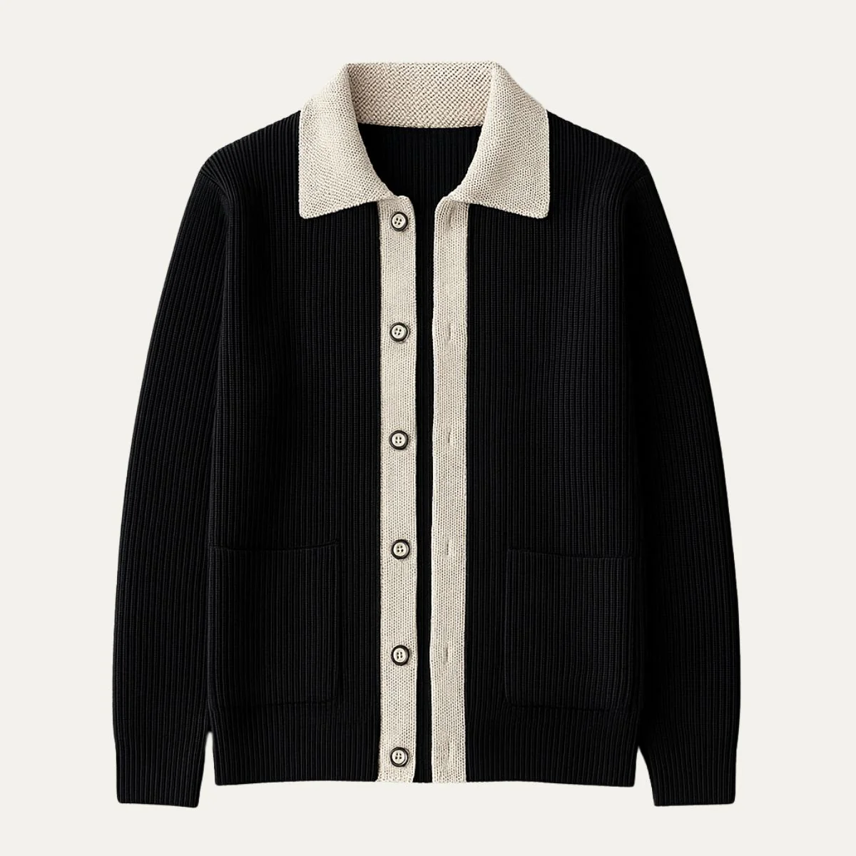 Gilet en maille de coton pour homme, boutonné et doté de poches