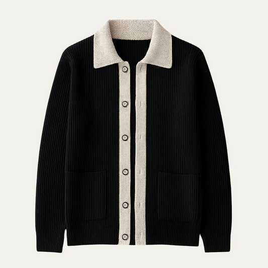 Gilet en maille de coton pour homme, boutonné et doté de poches