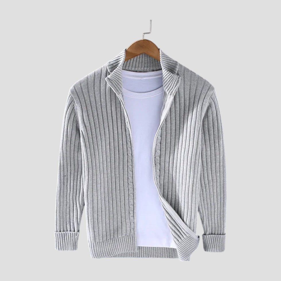 Gilet moderne en maille côtelée zippée pour homme